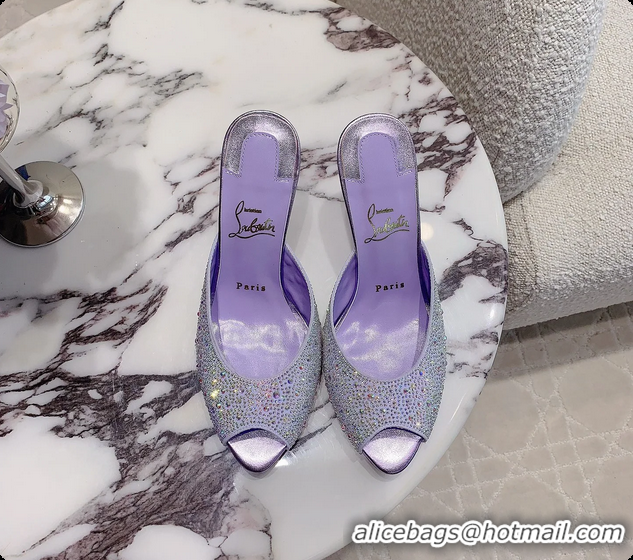 Classic Hot Christian Louboutin Crystals Strass Me Dolly High Heeled Sandals Light Purple 95MM 6070502