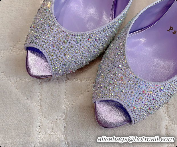 Classic Hot Christian Louboutin Crystals Strass Me Dolly High Heeled Sandals Light Purple 95MM 6070502