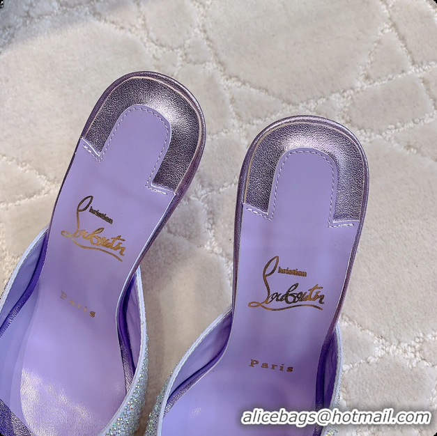 Classic Hot Christian Louboutin Crystals Strass Me Dolly High Heeled Sandals Light Purple 95MM 6070502