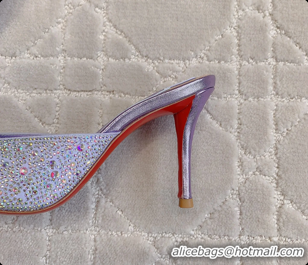 Classic Hot Christian Louboutin Crystals Strass Me Dolly High Heeled Sandals Light Purple 95MM 6070502