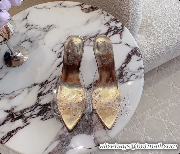 Best Price Christian Louboutin Aqua Strass PVC High Heeled Sandals Gold 75MM 6070601