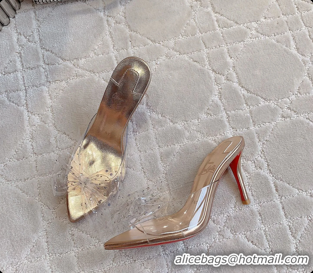 Best Price Christian Louboutin Aqua Strass PVC High Heeled Sandals Gold 75MM 6070601