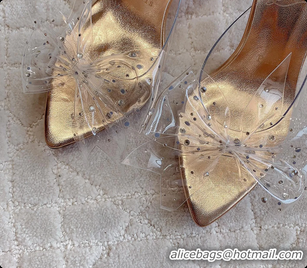 Best Price Christian Louboutin Aqua Strass PVC High Heeled Sandals Gold 75MM 6070601
