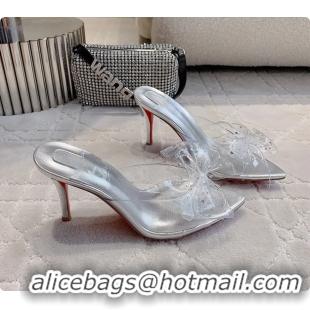 Charming Christian Louboutin Aqua Strass PVC High Heeled Sandals White 75MM 6070601