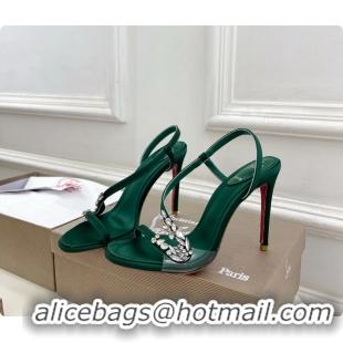 Grade Quality Christian Louboutin Rosalie Red Carpet Green Satin High Heeled Sandals 105MM 6070602
