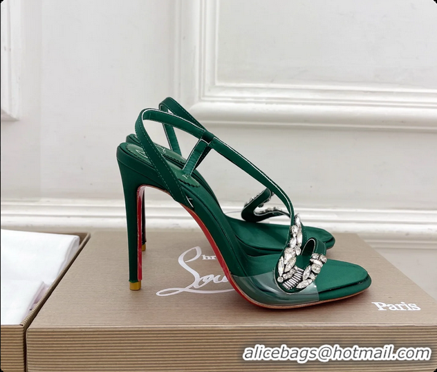 Grade Quality Christian Louboutin Rosalie Red Carpet Green Satin High Heeled Sandals 105MM 6070602