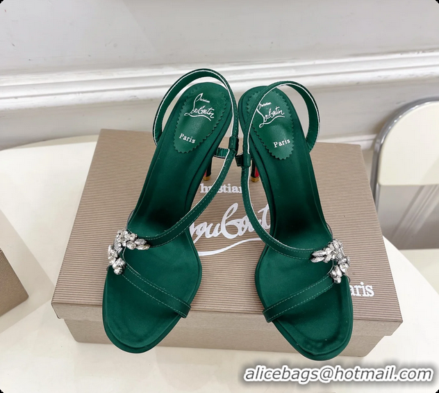 Grade Quality Christian Louboutin Rosalie Red Carpet Green Satin High Heeled Sandals 105MM 6070602