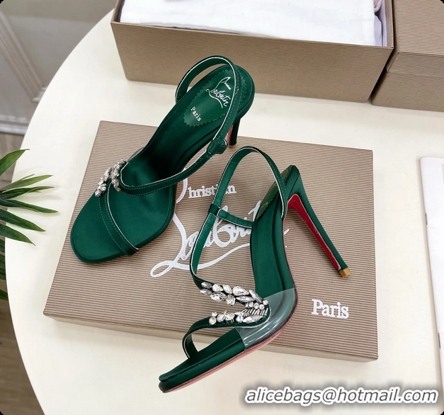 Grade Quality Christian Louboutin Rosalie Red Carpet Green Satin High Heeled Sandals 105MM 6070602
