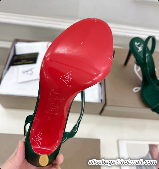 Grade Quality Christian Louboutin Rosalie Red Carpet Green Satin High Heeled Sandals 105MM 6070602