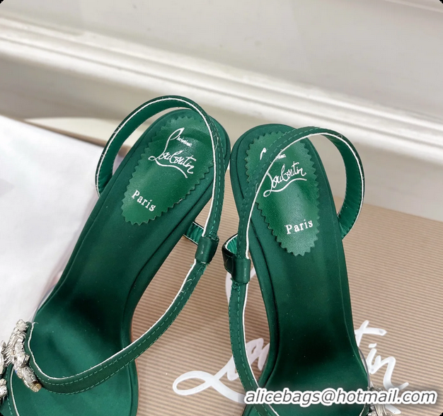 Grade Quality Christian Louboutin Rosalie Red Carpet Green Satin High Heeled Sandals 105MM 6070602