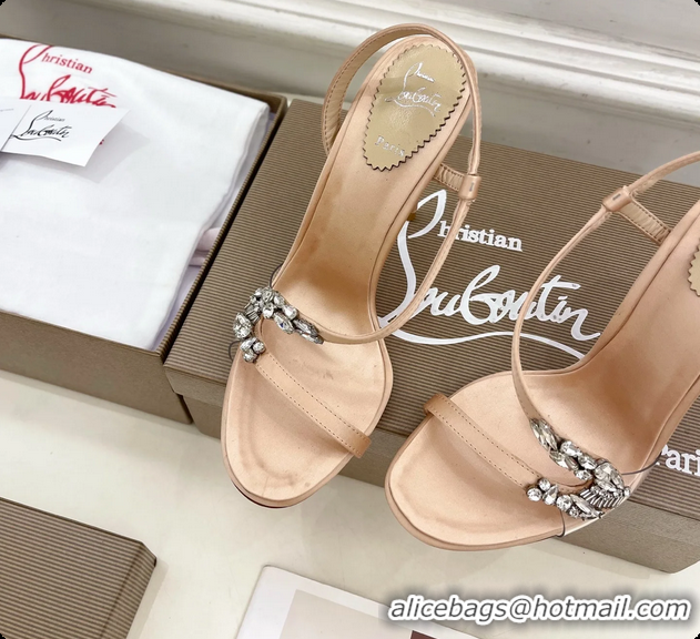 Purchase Christian Louboutin Rosalie Red Carpet Beige Satin High Heeled Sandals 105MM 6070602