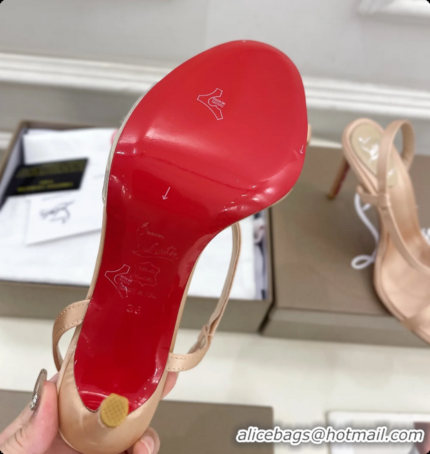 Purchase Christian Louboutin Rosalie Red Carpet Beige Satin High Heeled Sandals 105MM 6070602
