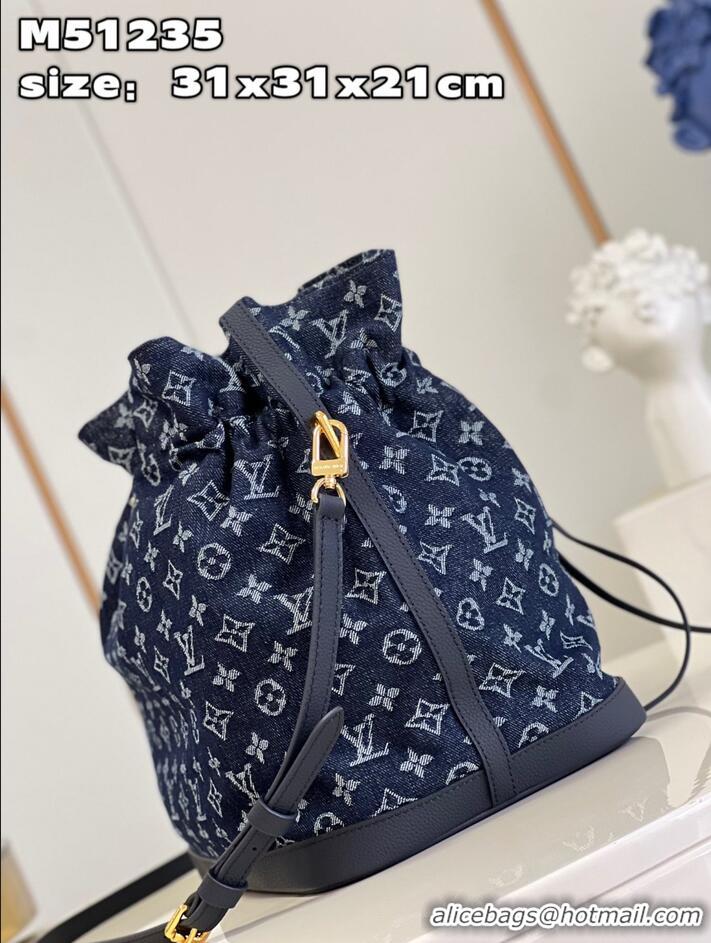 Luxury Cheap Louis Vuitton Monogram Denim And Cowhide Bucket Bag M51235 Blue 2026