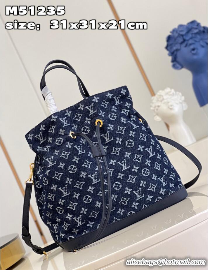 Luxury Cheap Louis Vuitton Monogram Denim And Cowhide Bucket Bag M51235 Blue 2026