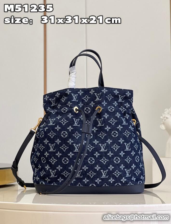 Luxury Cheap Louis Vuitton Monogram Denim And Cowhide Bucket Bag M51235 Blue 2026