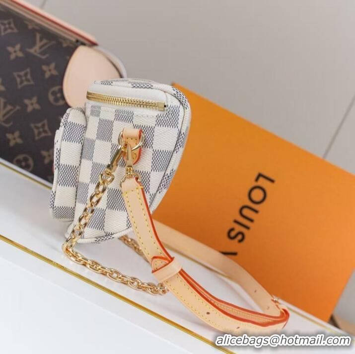 Spot Bulk Louis Vuitton Damier Azur Canvas Checkered Metal Chain Handbag M00130