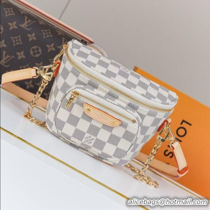 Spot Bulk Louis Vuitton Damier Azur Canvas Checkered Metal Chain Handbag M00130