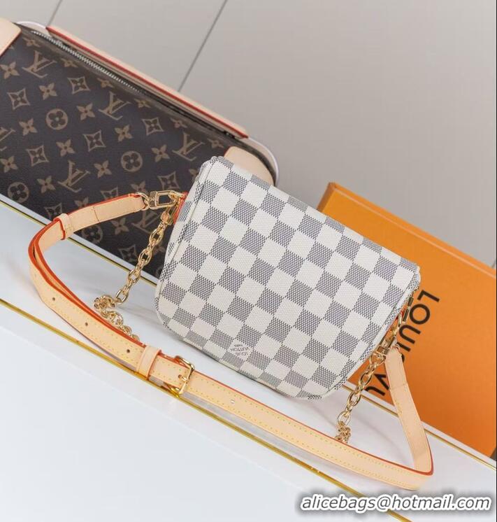 Spot Bulk Louis Vuitton Damier Azur Canvas Checkered Metal Chain Handbag M00130