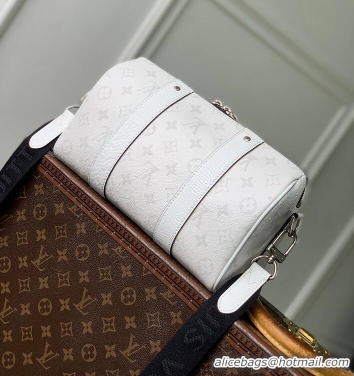 Low Cost Louis Vuitton Mens City Keepall Bag In Monogram Shadow Leather M27184 White 2026