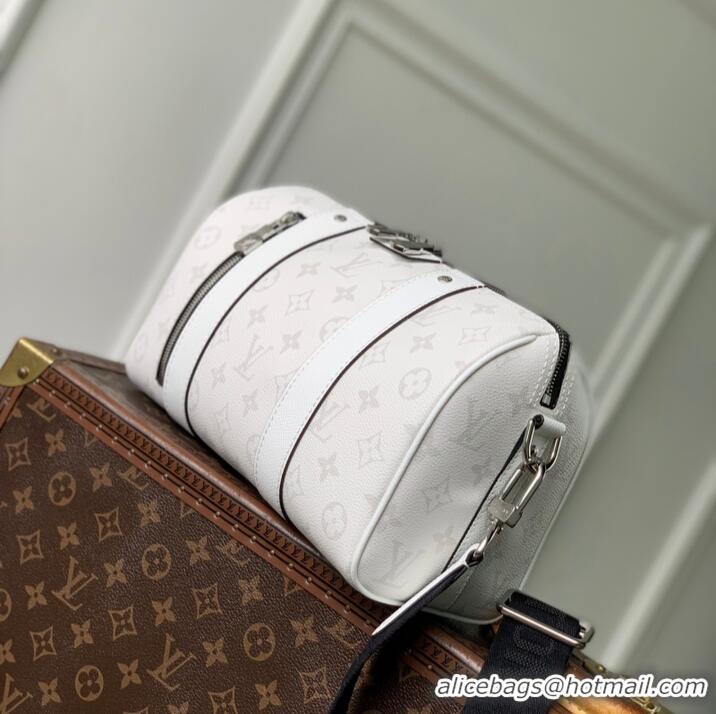 Low Cost Louis Vuitton Mens City Keepall Bag In Monogram Shadow Leather M27184 White 2026