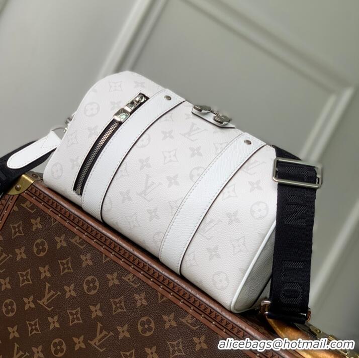 Low Cost Louis Vuitton Mens City Keepall Bag In Monogram Shadow Leather M27184 White 2026