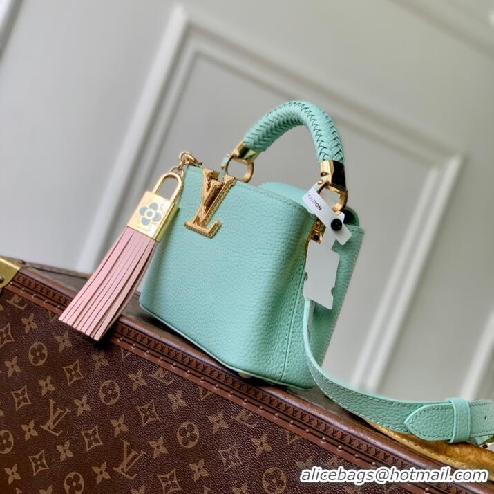 Best Price Louis Vuitton Crafty Capucines Mini Bag in Grained Leather With Tassel M25466 Green 2026