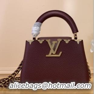 Spot Discount Louis Vuitton Capucines Mini Calfskin Handbag M48865 Burgundy 2026