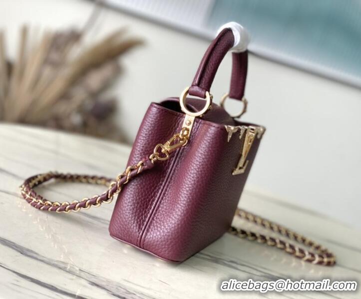 Spot Discount Louis Vuitton Capucines Mini Calfskin Handbag M48865 Burgundy 2026