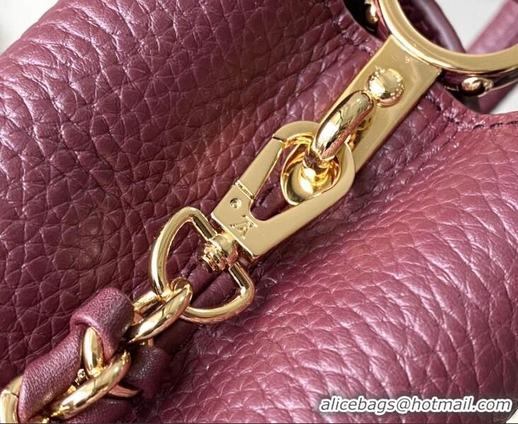 Spot Discount Louis Vuitton Capucines Mini Calfskin Handbag M48865 Burgundy 2026