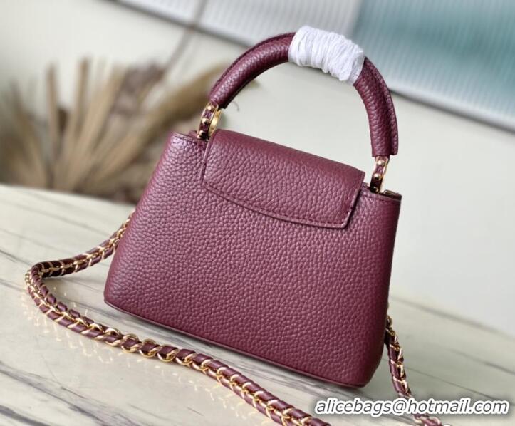 Spot Discount Louis Vuitton Capucines Mini Calfskin Handbag M48865 Burgundy 2026