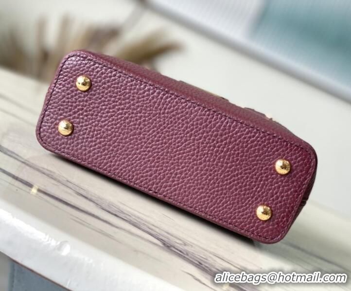 Spot Discount Louis Vuitton Capucines Mini Calfskin Handbag M48865 Burgundy 2026
