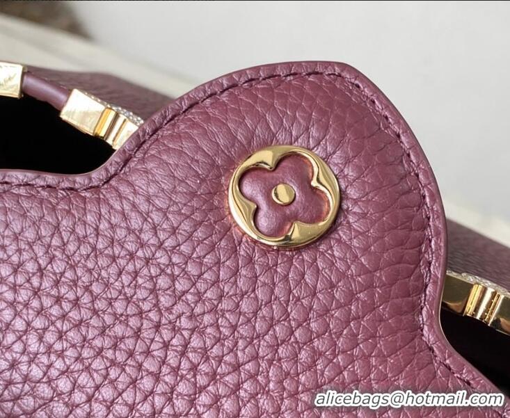 Spot Discount Louis Vuitton Capucines Mini Calfskin Handbag M48865 Burgundy 2026