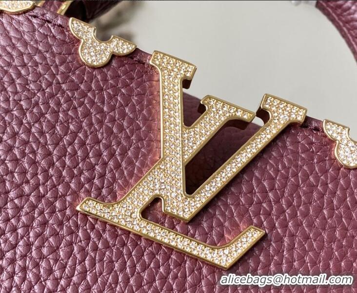 Spot Discount Louis Vuitton Capucines Mini Calfskin Handbag M48865 Burgundy 2026