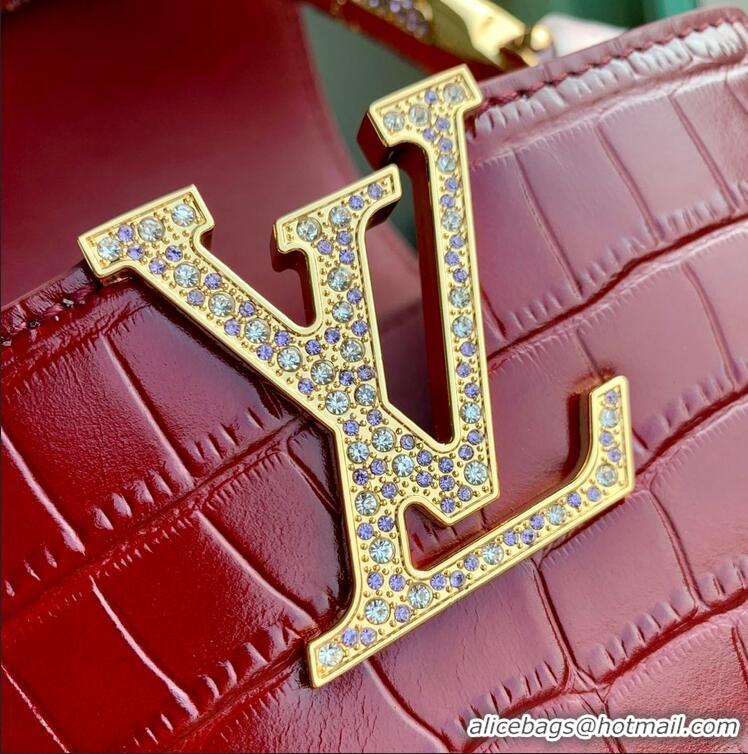 Top Design Louis Vuitton Capucines Metal Rhinestone Cowhide Mini Handbag M14177 2026