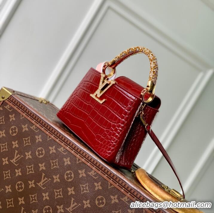 Top Design Louis Vuitton Capucines Metal Rhinestone Cowhide Mini Handbag M14177 2026