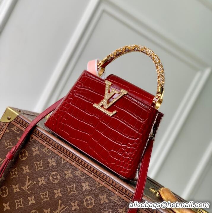 Top Design Louis Vuitton Capucines Metal Rhinestone Cowhide Mini Handbag M14177 2026