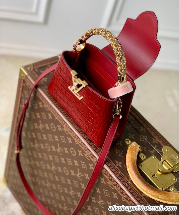 Top Design Louis Vuitton Capucines Metal Rhinestone Cowhide Mini Handbag M14177 2026