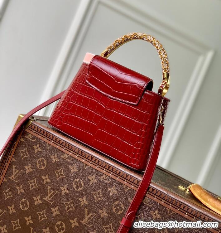 Top Design Louis Vuitton Capucines Metal Rhinestone Cowhide Mini Handbag M14177 2026