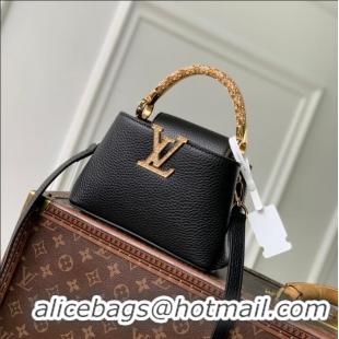 Best Price Louis Vuitton Capucines Metal Rhinestone Cowhide Mini Handbag M14177 Black 2026