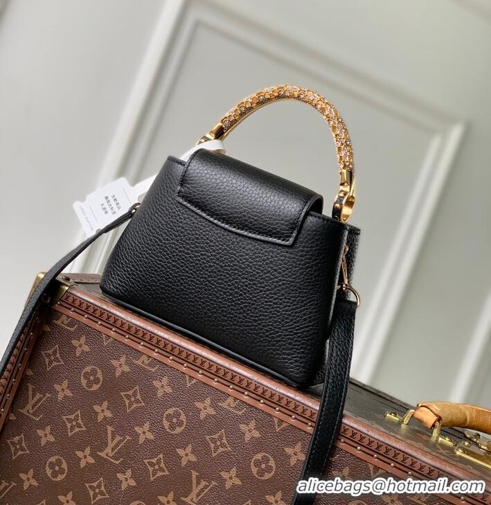 Best Price Louis Vuitton Capucines Metal Rhinestone Cowhide Mini Handbag M14177 Black 2026