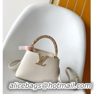 New Cheap Louis Vuitton Capucines Metal Rhinestone Cowhide Mini Handbag M14177 White 2026