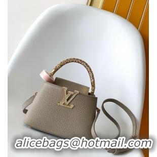 Top Grade Louis Vuitton Capucines Metal Rhinestone Cowhide Mini Handbag M14177 Grey 2026