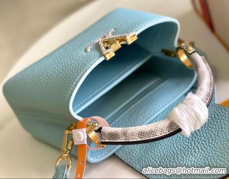 Best Product Louis Vuitton Capucines BB Imported Cowhide Handbag M80741 Blue 2026