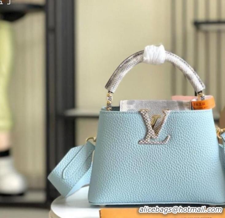 Best Product Louis Vuitton Capucines BB Imported Cowhide Handbag M80741 Blue 2026