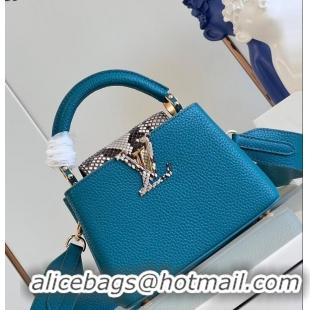 Top Grade Louis Vuitton Capucines BB Imported Cowhide Handbag M80741 Blue 2026
