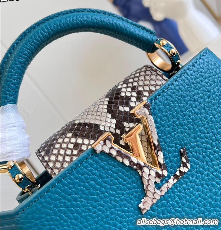 Top Grade Louis Vuitton Capucines BB Imported Cowhide Handbag M80741 Blue 2026
