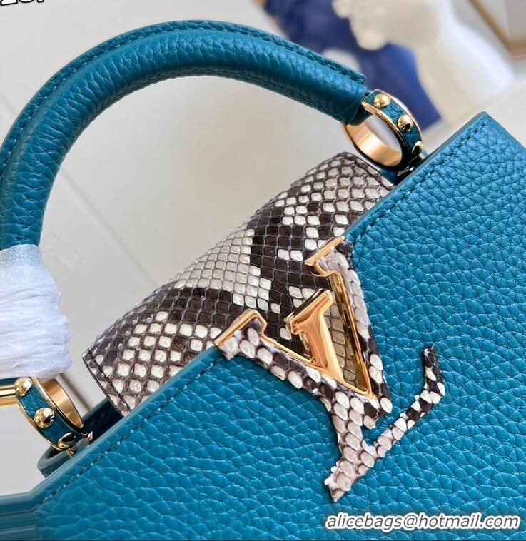 Top Grade Louis Vuitton Capucines BB Imported Cowhide Handbag M80741 Blue 2026