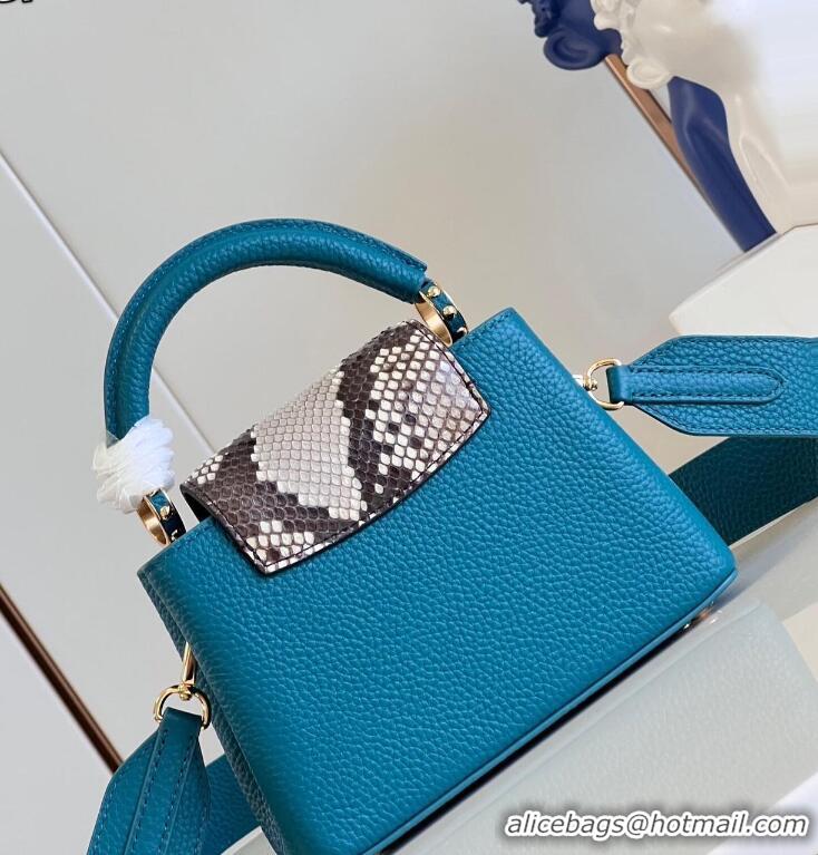 Top Grade Louis Vuitton Capucines BB Imported Cowhide Handbag M80741 Blue 2026