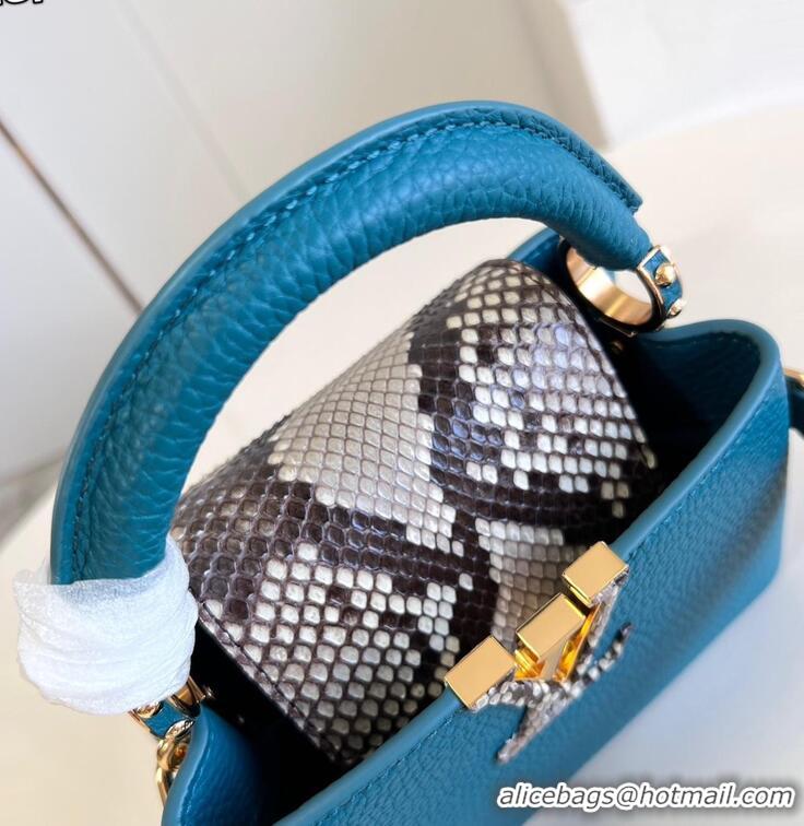 Top Grade Louis Vuitton Capucines BB Imported Cowhide Handbag M80741 Blue 2026