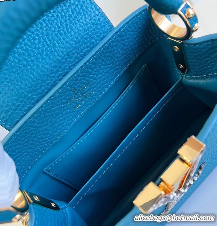 Top Grade Louis Vuitton Capucines BB Imported Cowhide Handbag M80741 Blue 2026